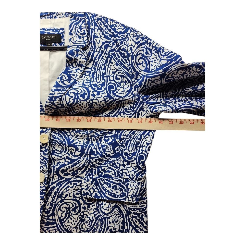 Talbots Petites 100% Cotton Paisley Blazer Preppy 14P - Picture 10 of 12